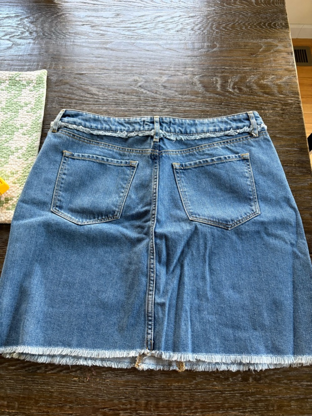 LOFT Blue Denim Frayed-Hem Mini Skirt - Picture 5 of 5